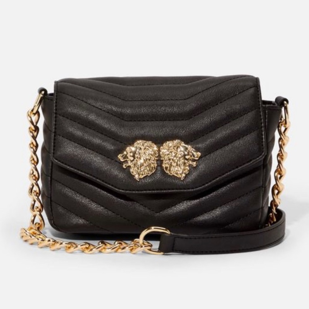 JF JUSTFAB Lion Detail Quilted Crossbody Bag with Gold Chain